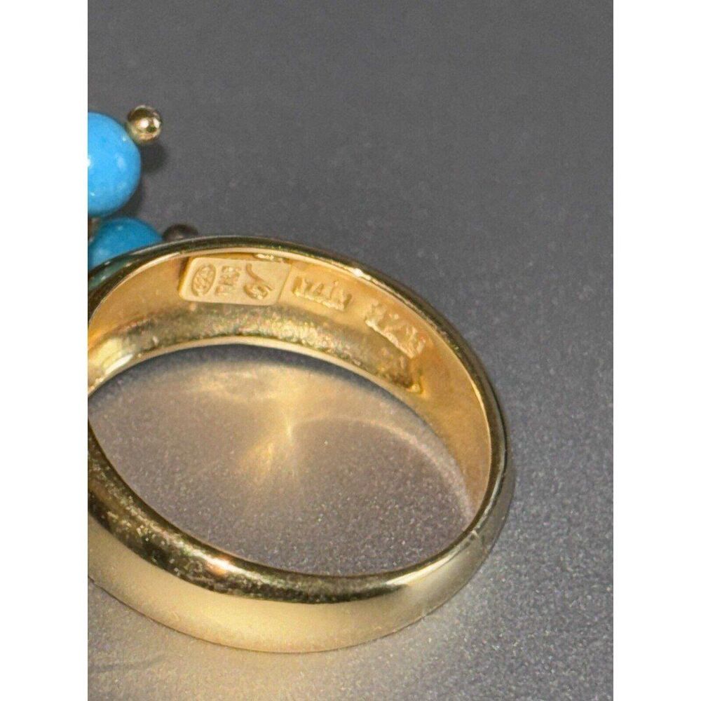 Vintage Veronese 18k Over Sterling Silver With Turquoise Beads Ring Size 5.75 - Picture 4 of 6